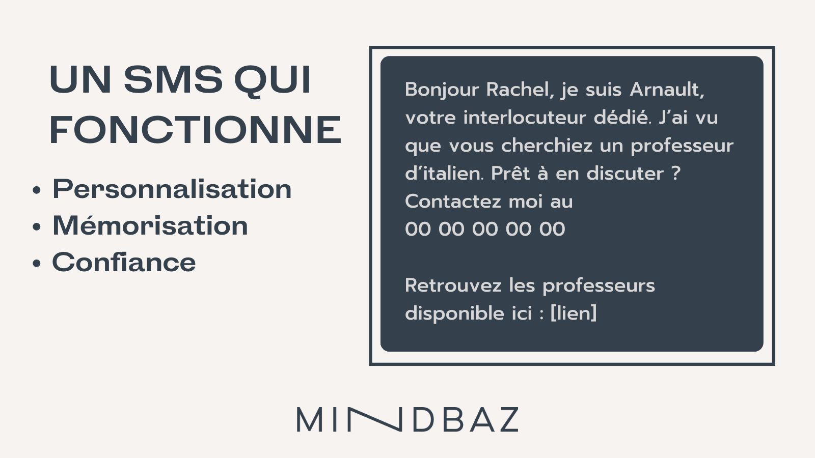 Exemple SMS superprof qui fonctionne analyse mindbaz